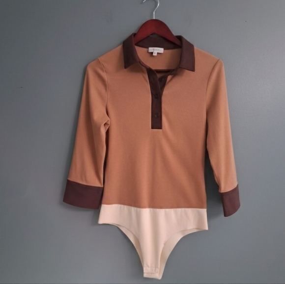 S'edge Tan and Brown Women's Bodysuit - Picture 3 of 5